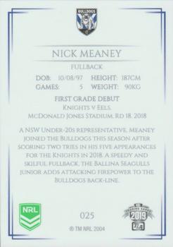 2019 NRL Elite #025 Nick Meaney Back